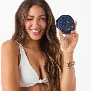 ALOHA Collection Cutie Clip-On Pouch in Surf Leopard Blue and Black Spots